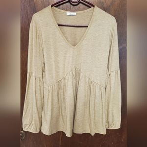 Tan long sleeve blouse size xl